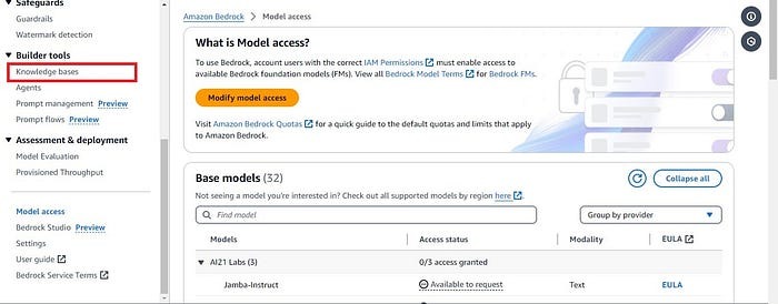 Amazon Bedrock section